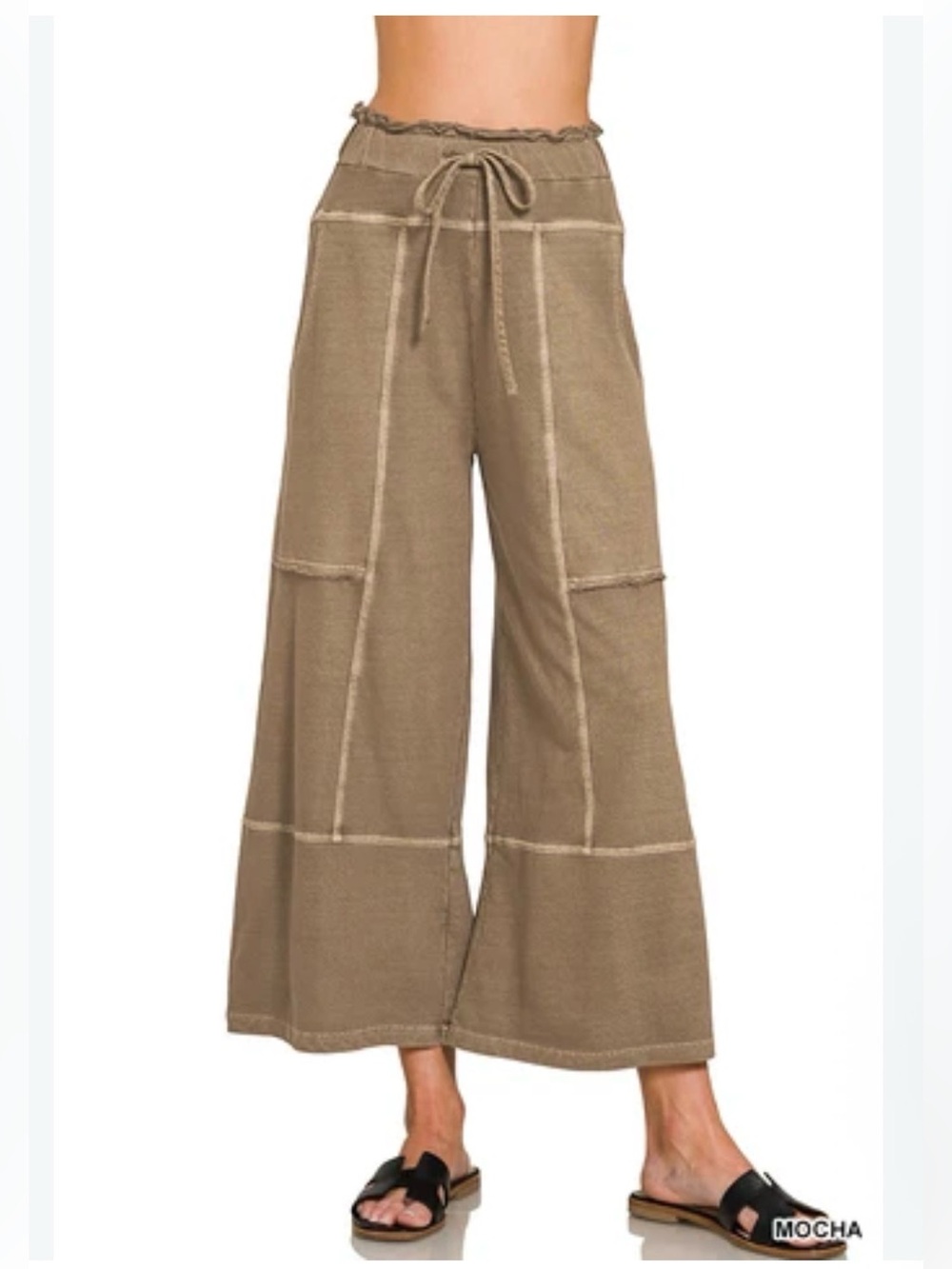 New Zenana Outfitters Wide-Leg Sweatpants ~ Taupe